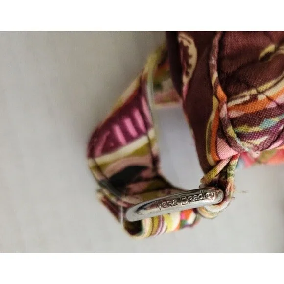 Vera Bradley Quilted Boho Crossbody Bag Green Pink Paisley Adjustable Strap - Picture 8 of 11